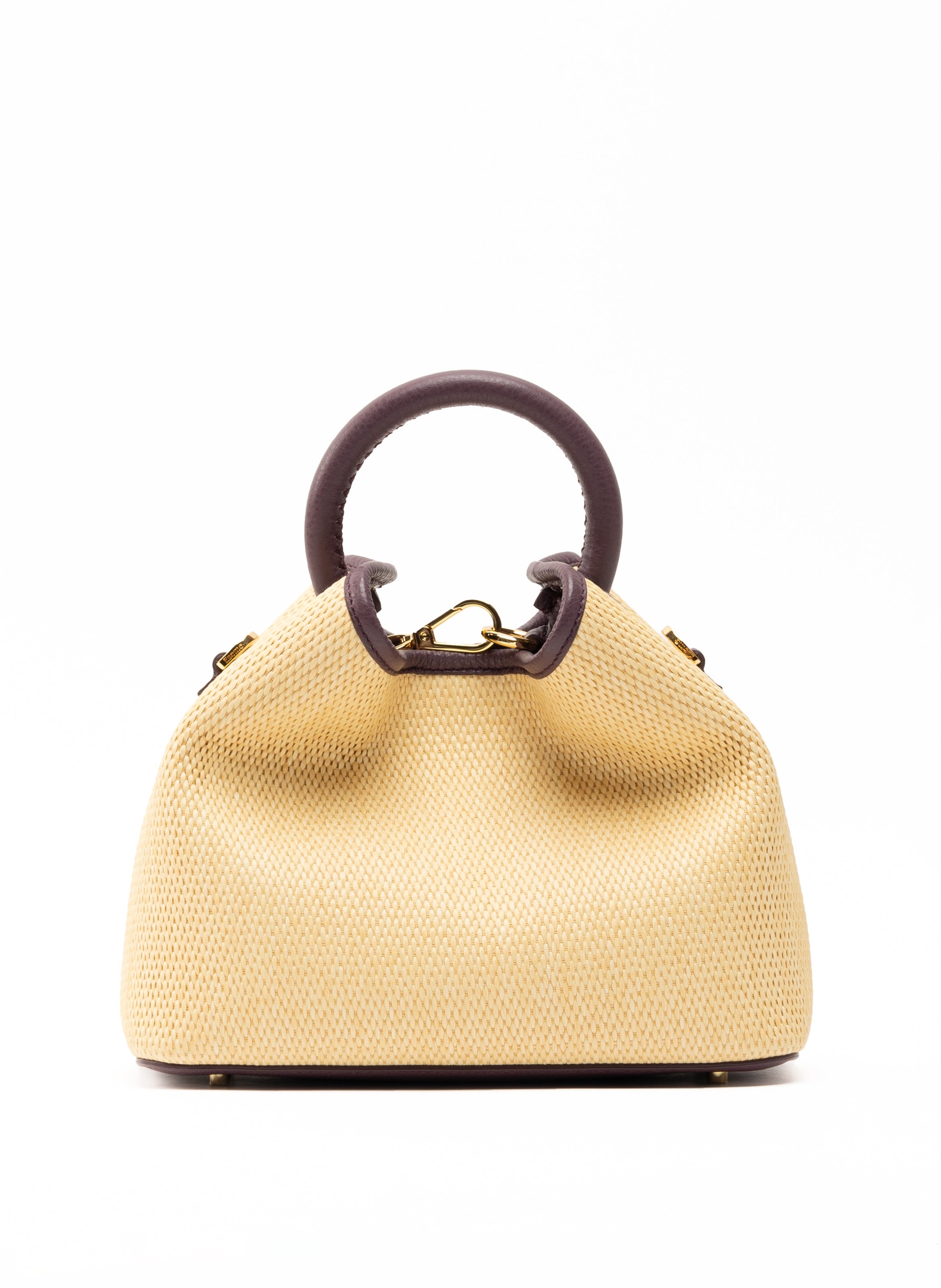 Baozi Raffia/Leather Natural/Blackberry 1