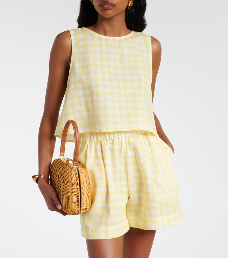 ASCENO Kobe gingham linen and cotton crop top outlook