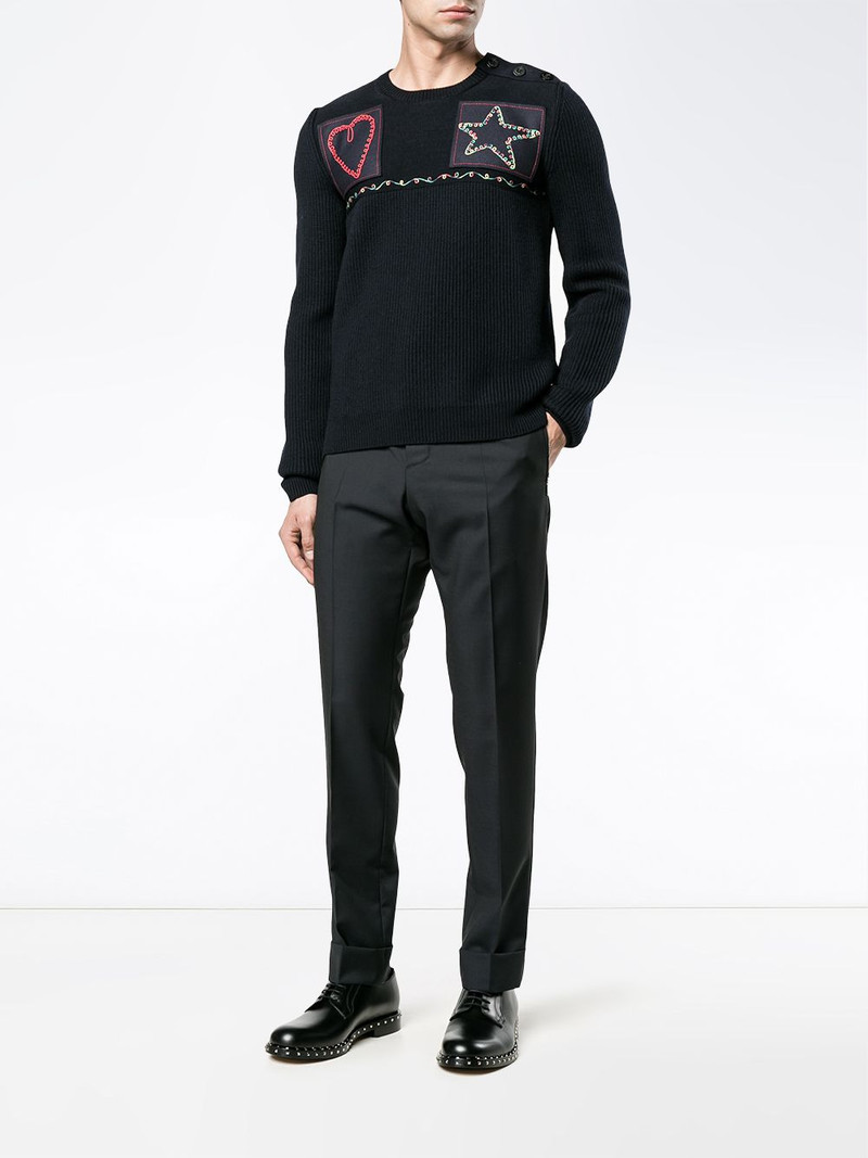 Valentino patched fisherman knit sweater outlook