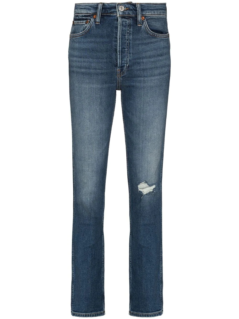 distressed-effect straight-leg jeans - 1