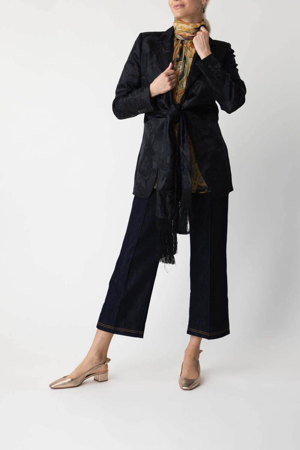 Tie Front Fringe Blazer - 2