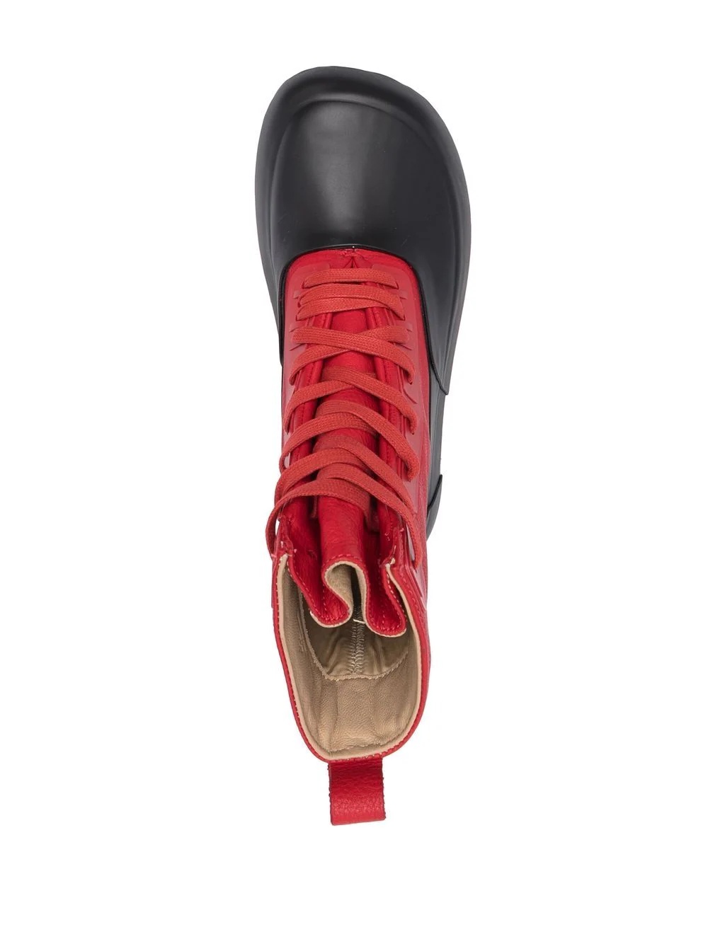 LEATHER MIX HI-TOP SNEAKER RED BLACK - 4