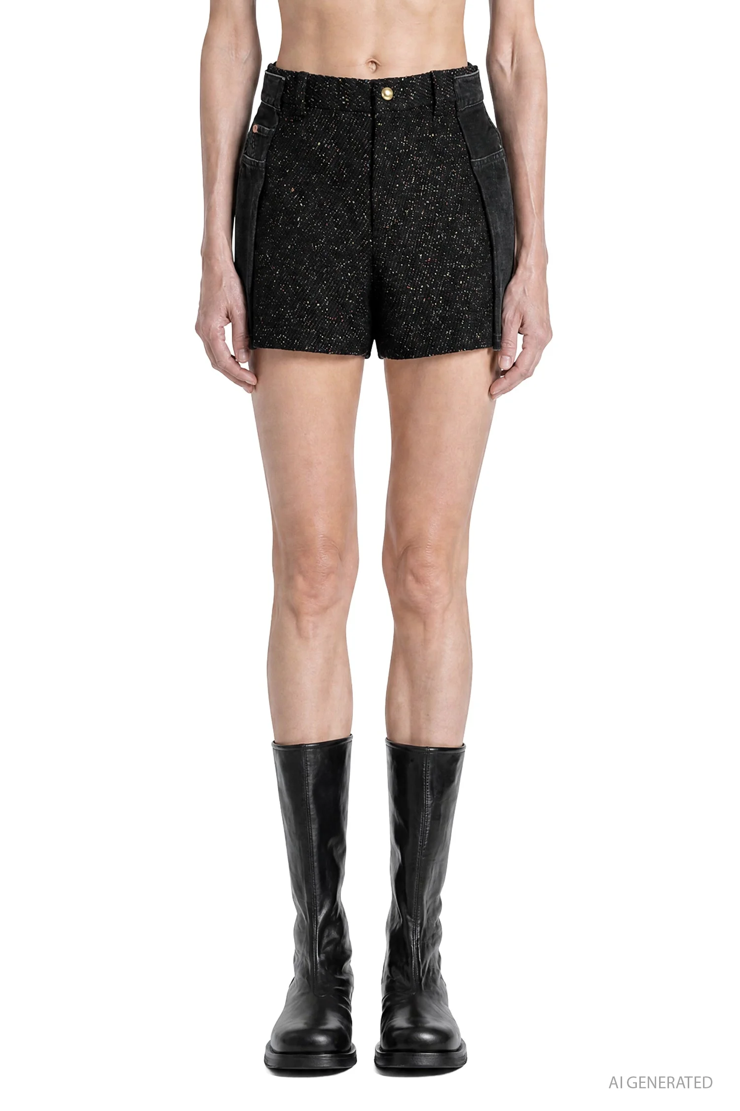 Nep Tweed X Denim Shorts - 1