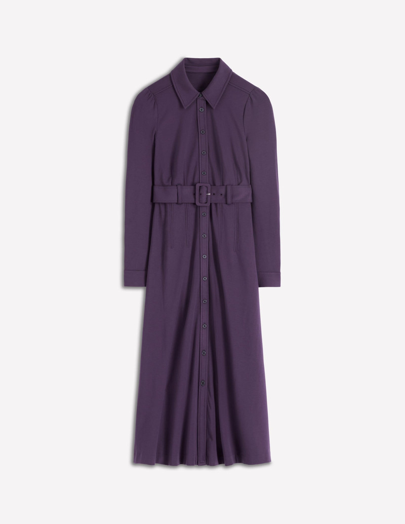 Anita Long Sleeve Shirt Dress-Blackberry 1