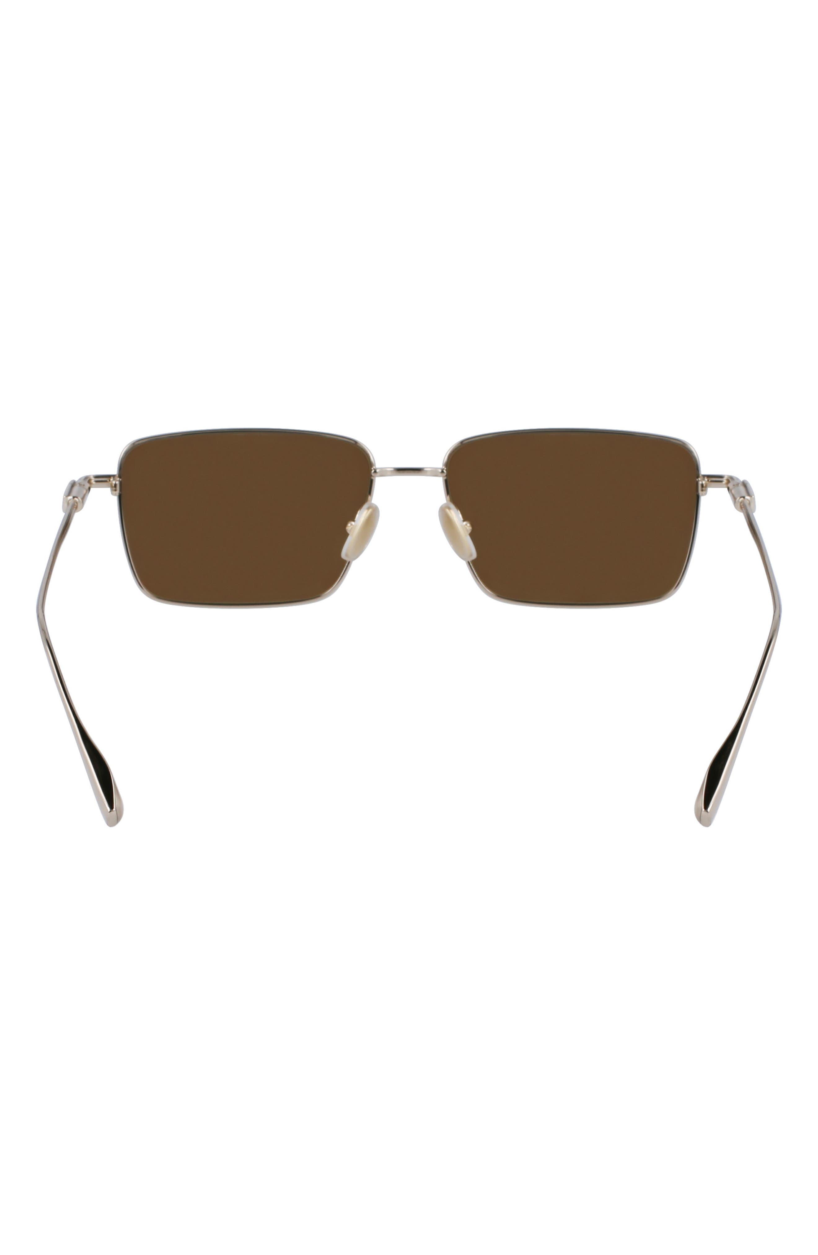 FERRAGAMO Gancini Evolution 57mm Rectangular Sunglasses in Gold/Brown at Nordstrom - 3