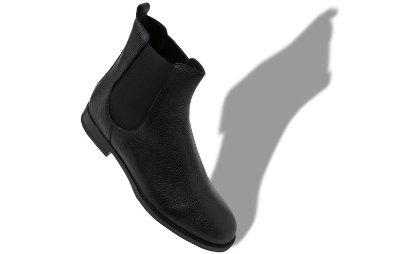 Manolo Blahnik Black Deer Leather Chelsea Boots outlook