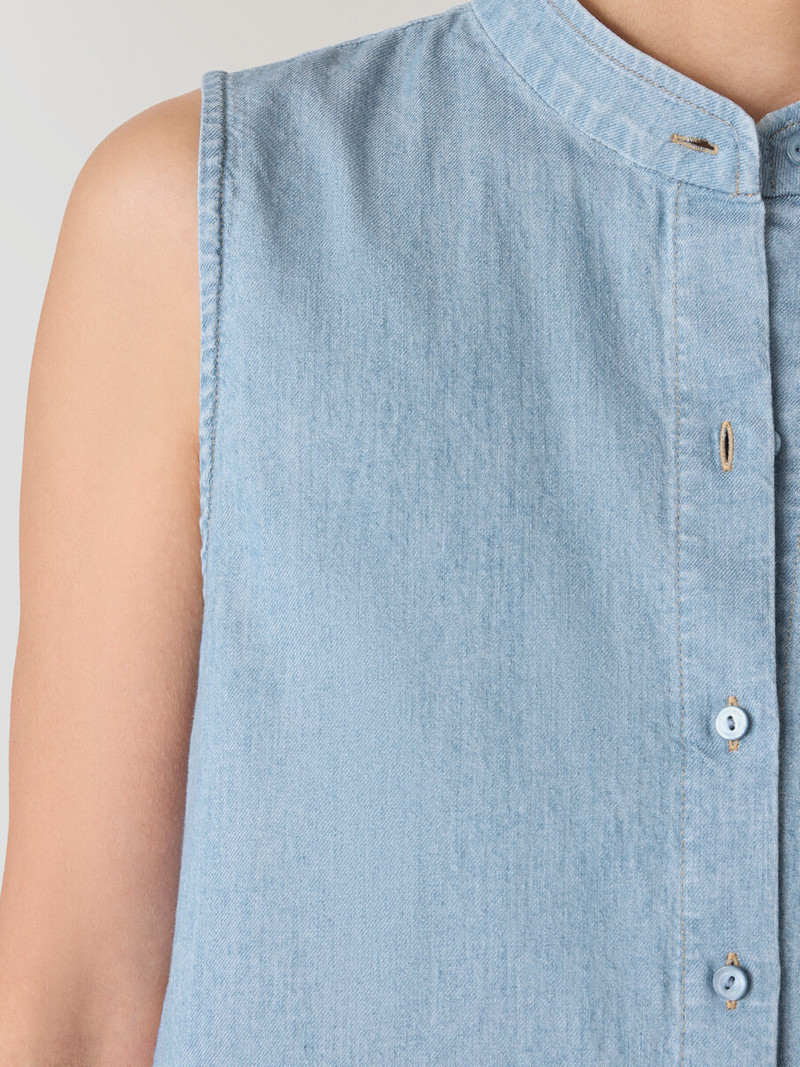 Airy Organic Cotton Twill Sleeveless Shirt 5