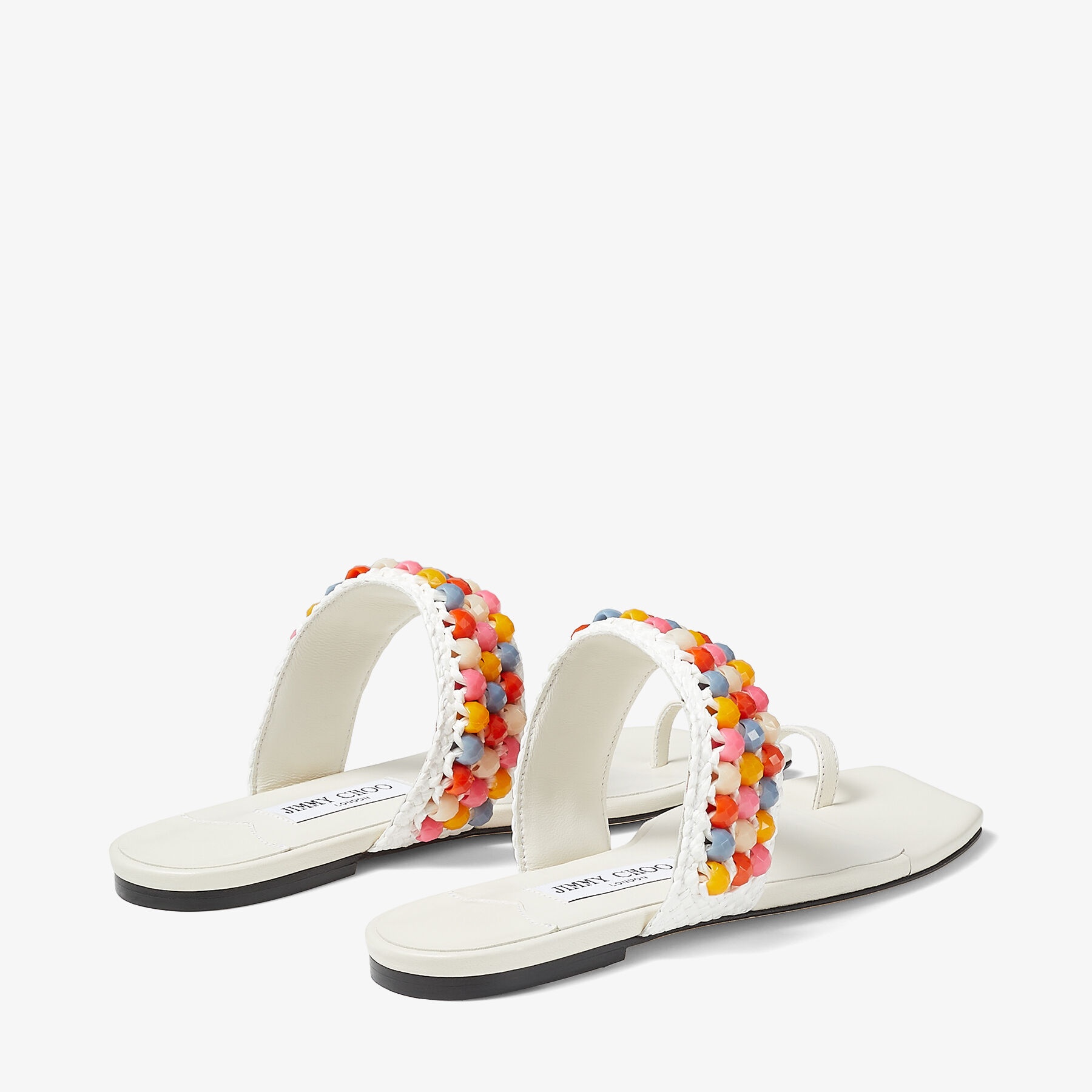 Amoure Flat
Latte Nappa Leather Flat Sandals with Beaded Raffia - 6