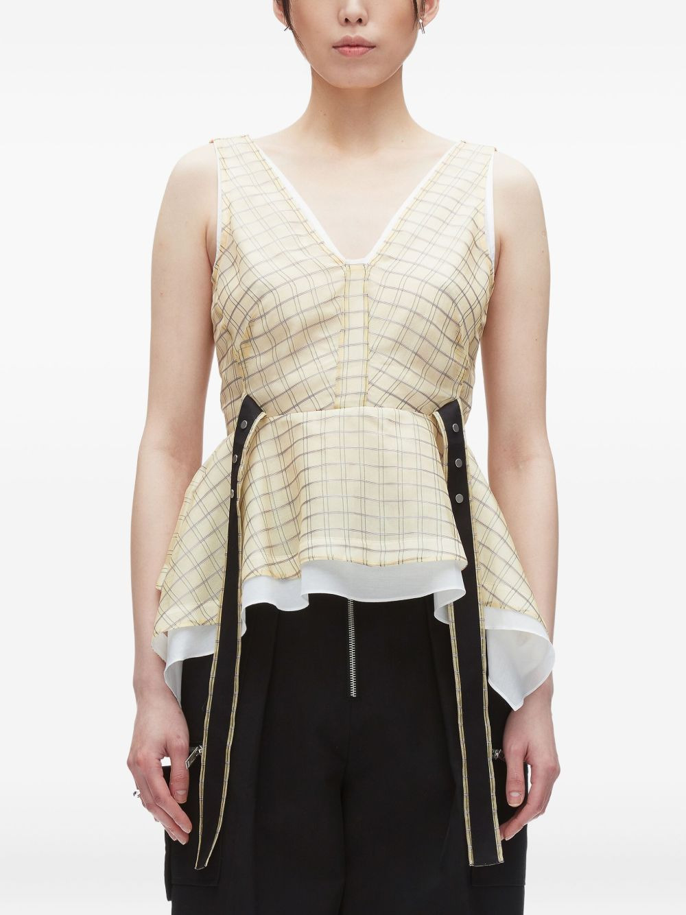 checked peplum top - 3