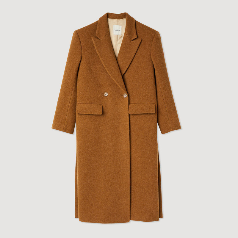Straight-cut brushed wool coat 1