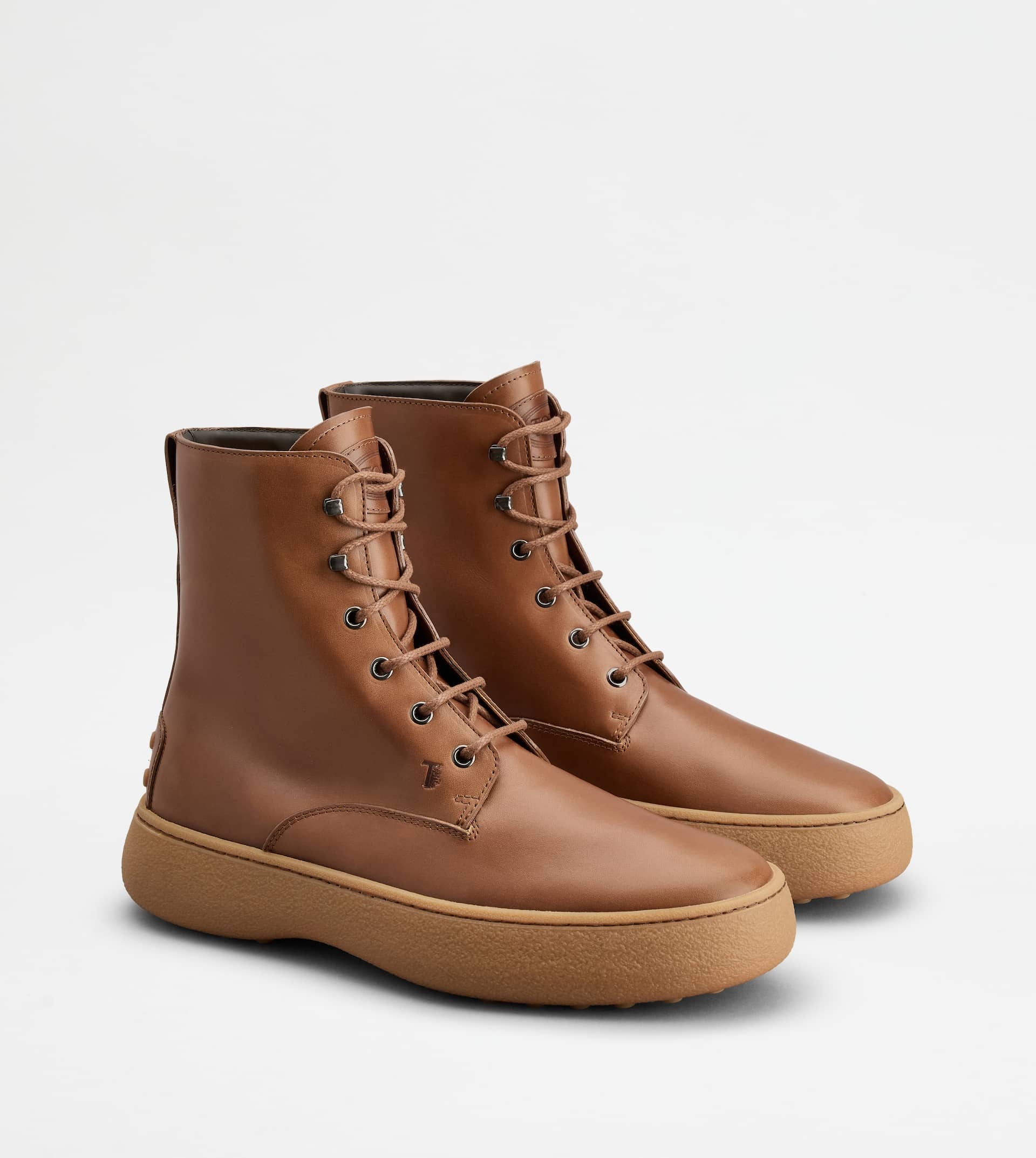 TOD'S W. G. LACE-UP ANKLE BOOTS IN LEATHER - BROWN - 3