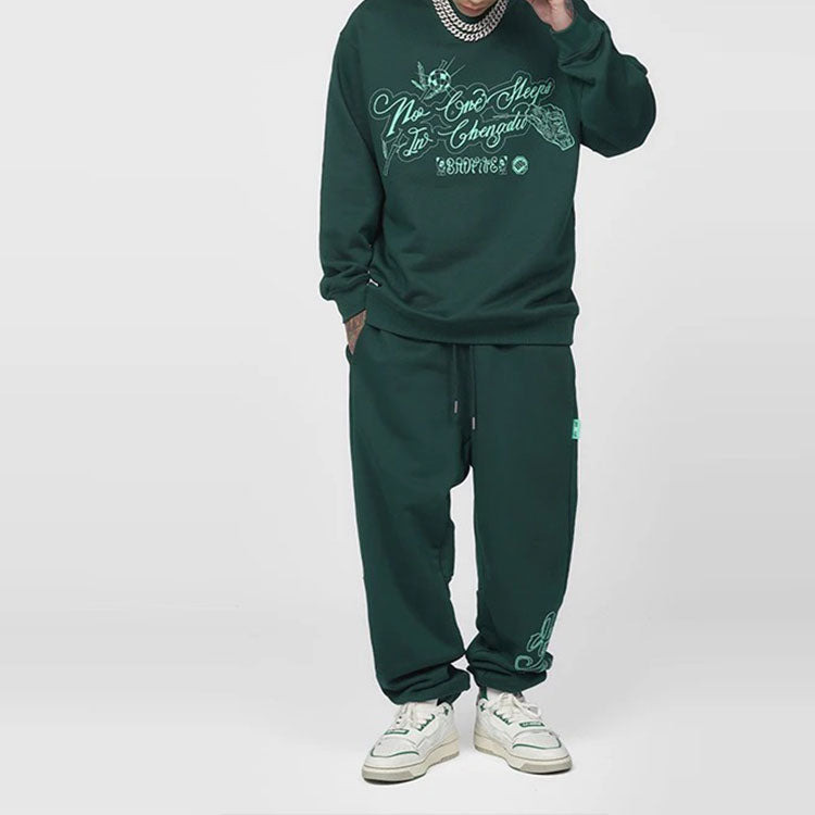 Li-Ning BADFIVE Sports Basketball Series Printing Loose Round Neck Pullover 'Dark Green' AWDRH65-1 - 3