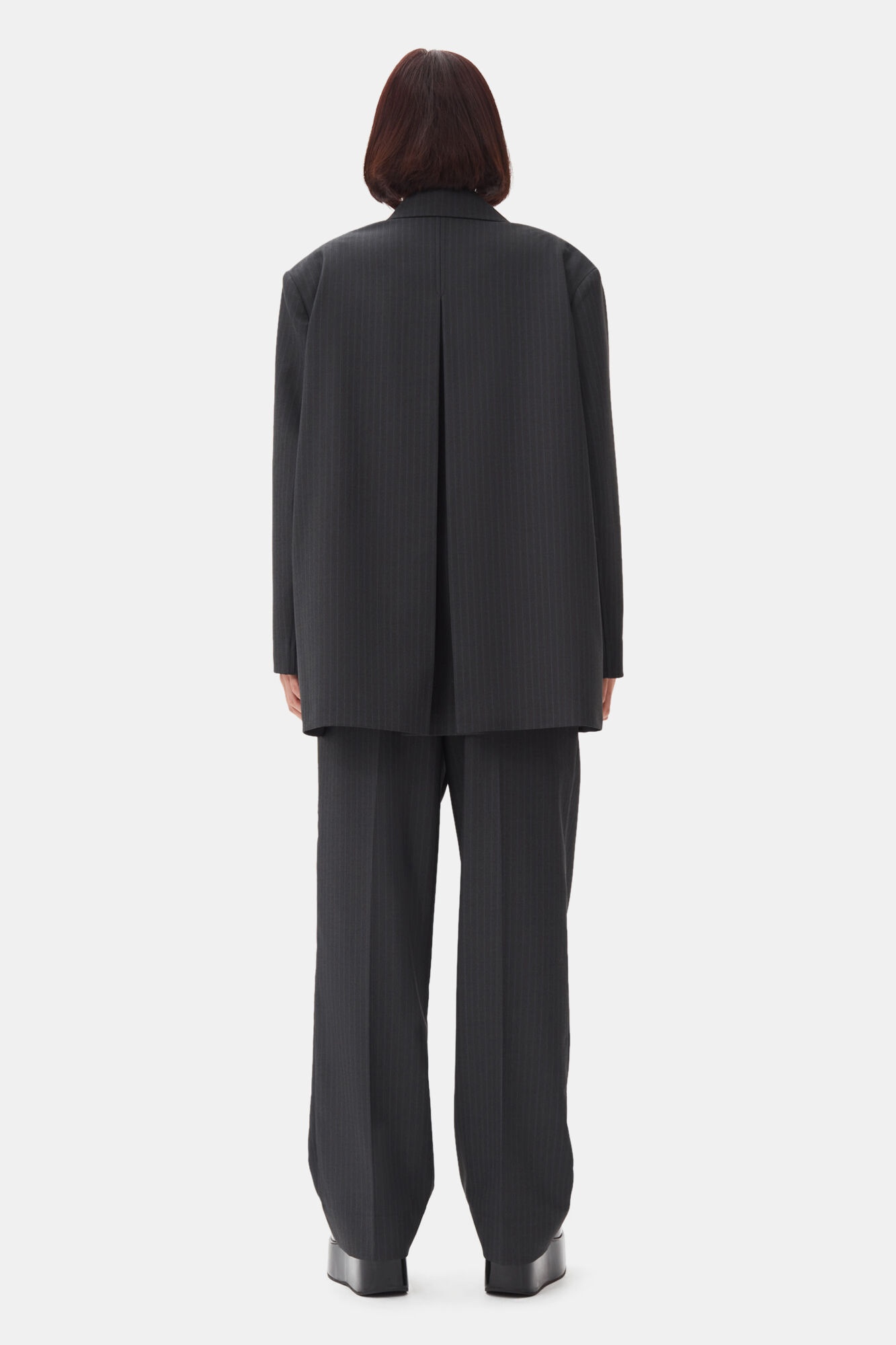 CHARCOAL STRIPE SUITING OVERSIZED BLAZER - 5