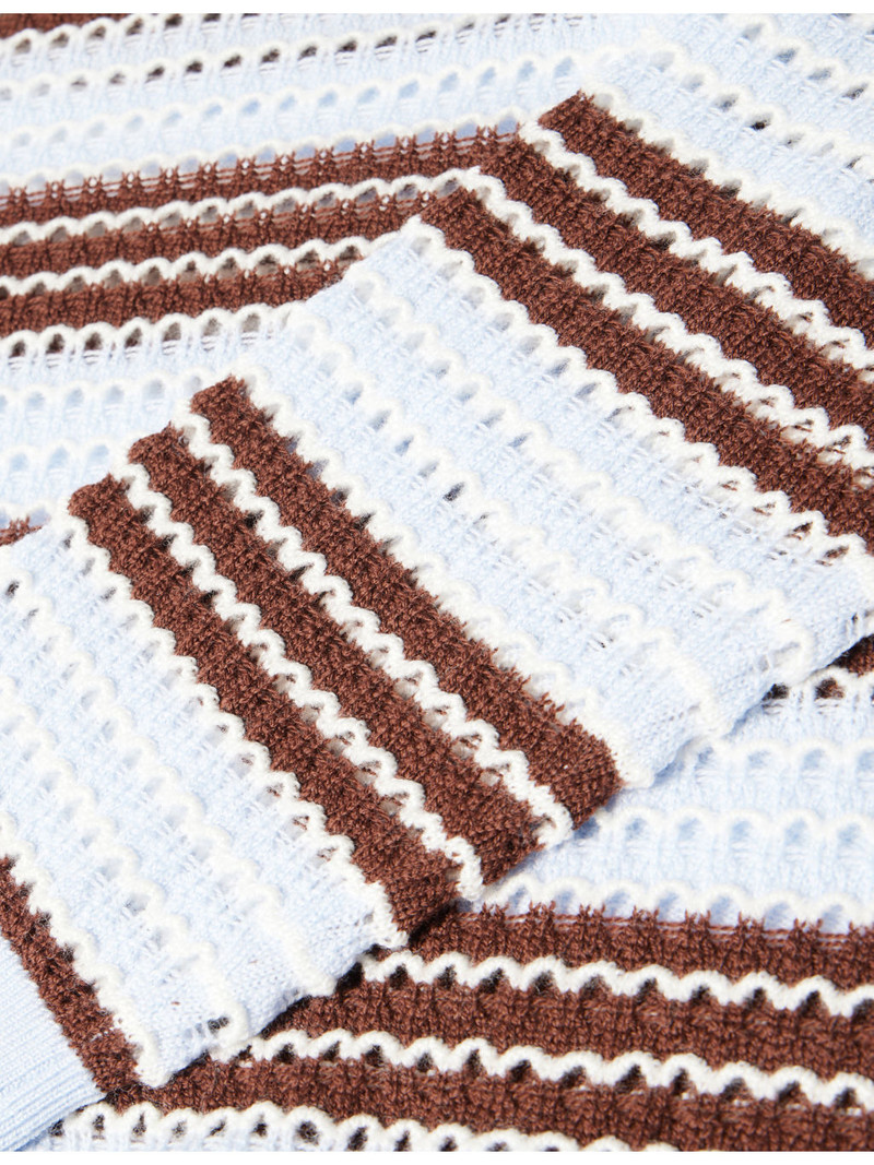 Ryan Striped Crochet-Knit Wool Polo Top 6