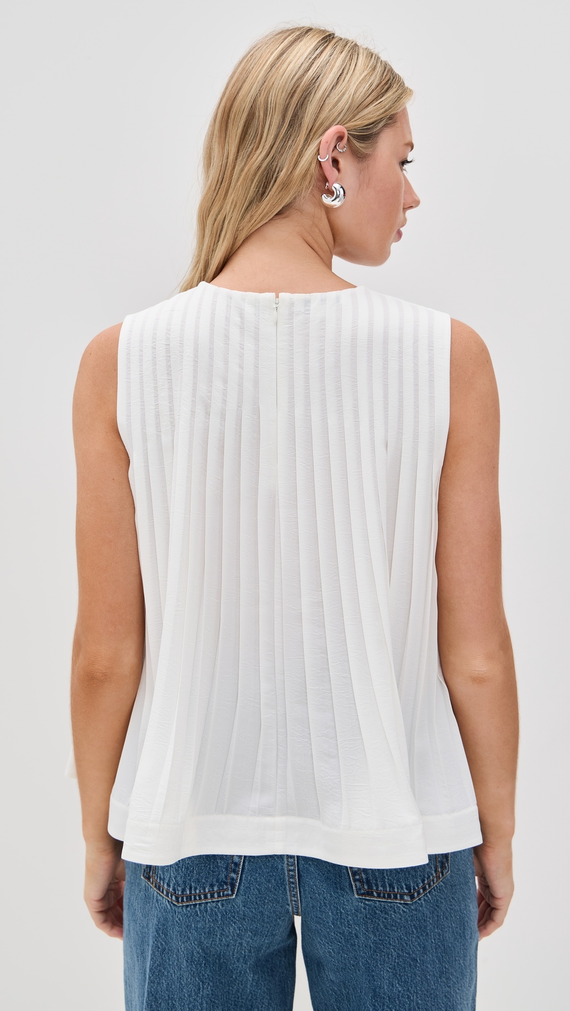 Pleated A-Line Crew Neck Top - 2