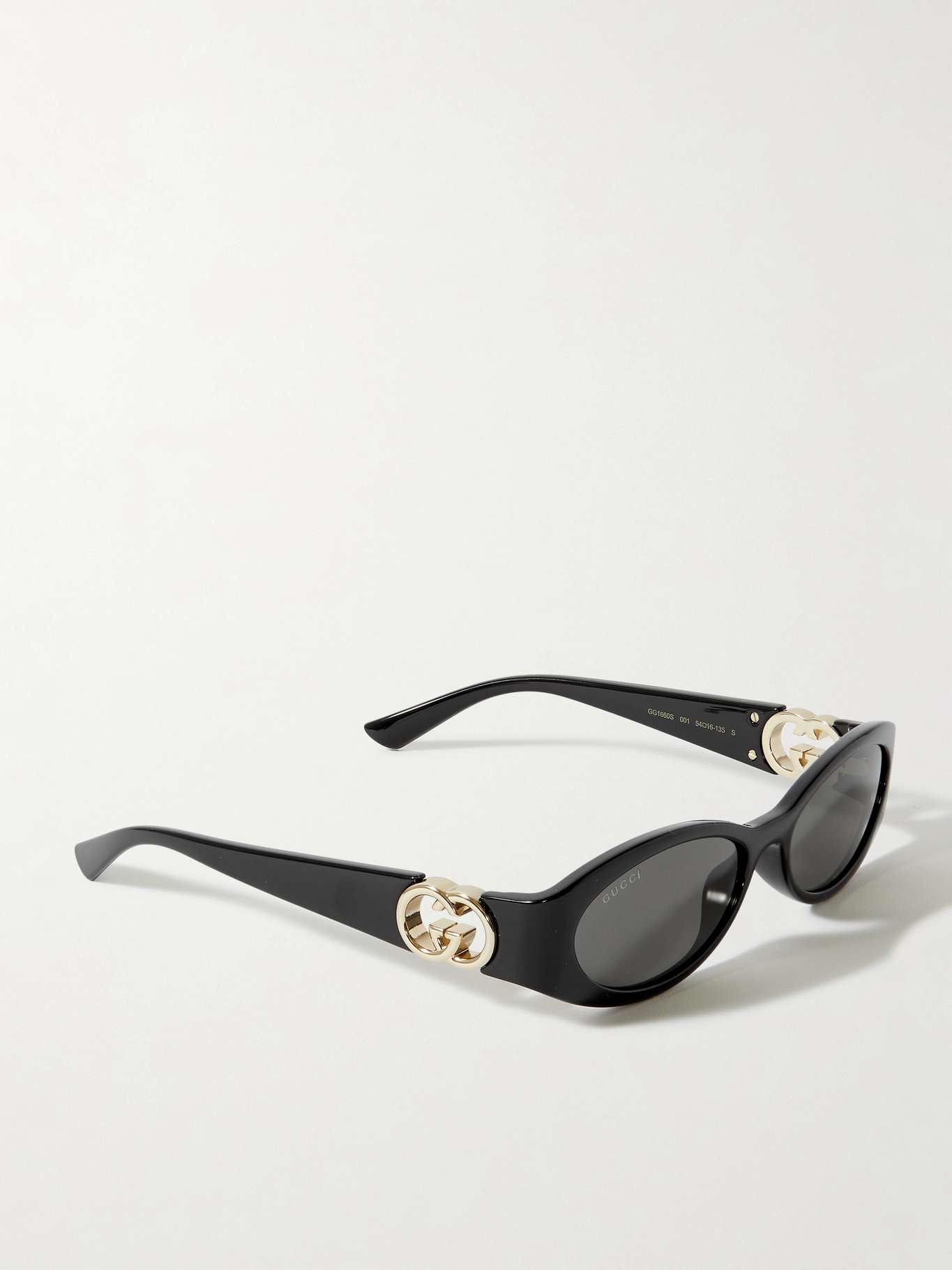 GUCCI Oval-frame acetate and gold-tone sunglasses