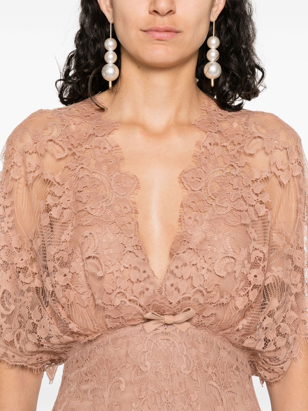 V-neck midi lace dress - 5