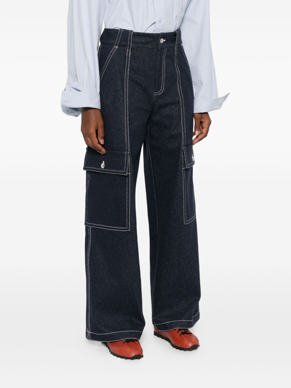 contrast-stitch cargo jeans - 3