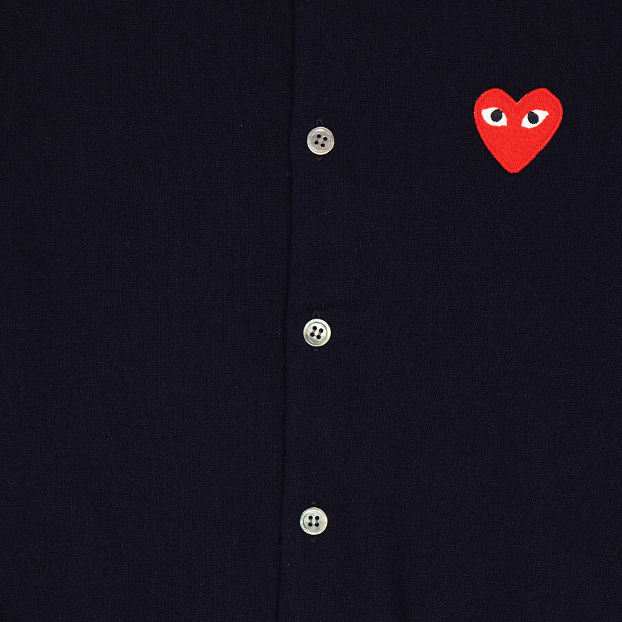 Comme Des Garcons Ladies Heart Logo Cardigan In Navy - 7