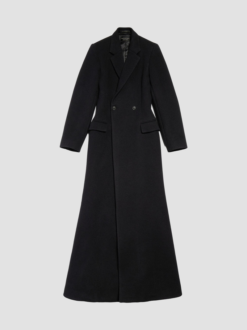 Women's Godet Maxi Coat - Black 1