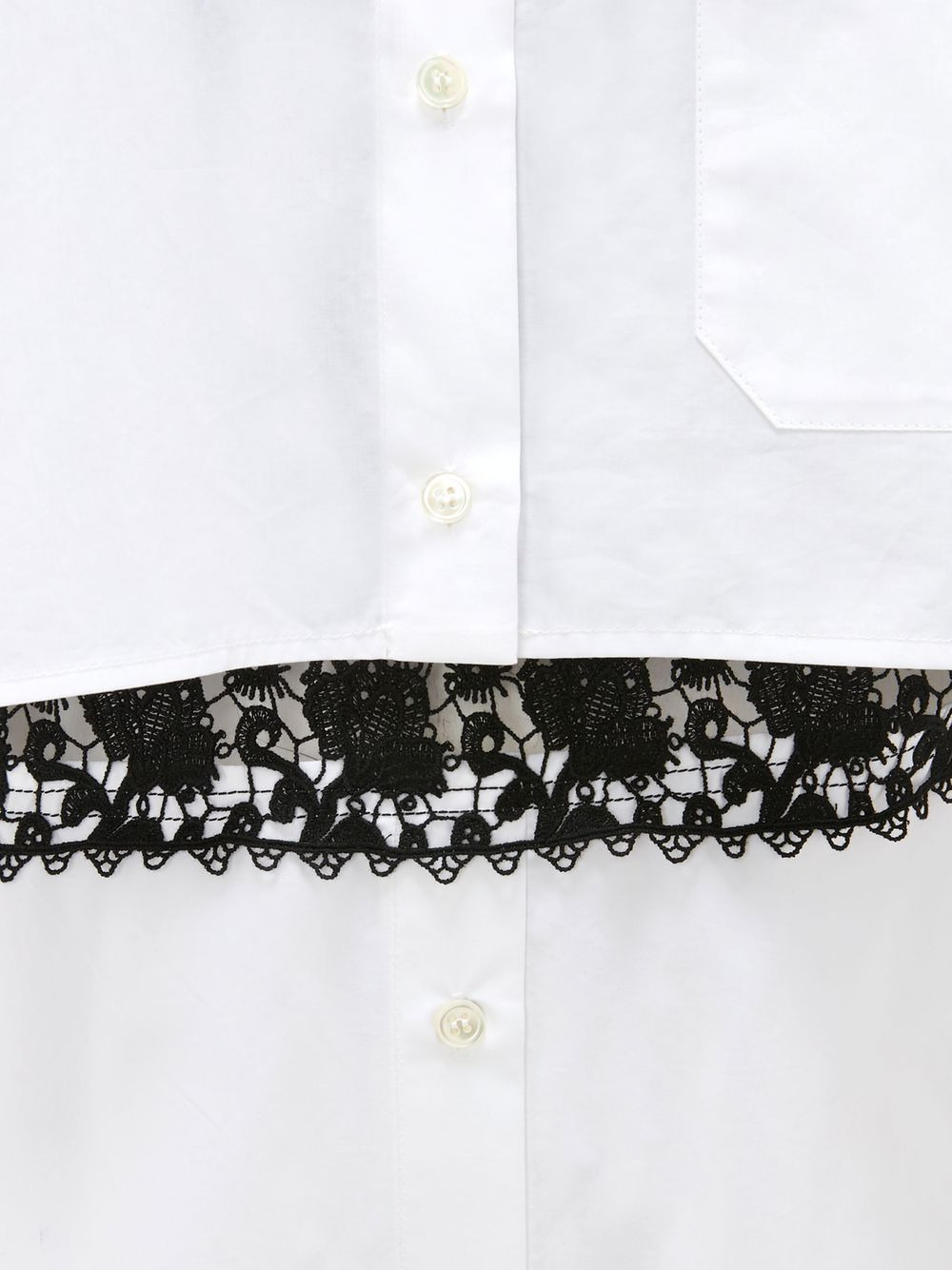 lace-insert shirt dress - 5