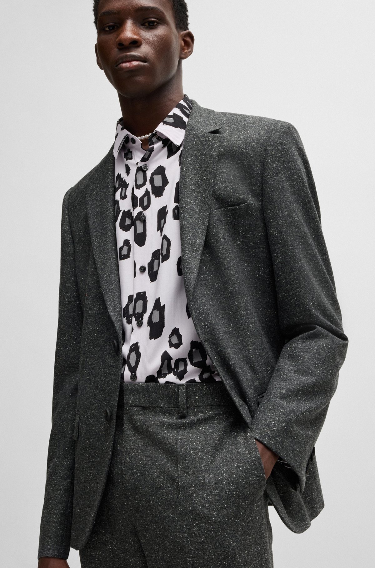 SLIM-FIT SUIT IN MICRO-PATTERNED WOOL - 5