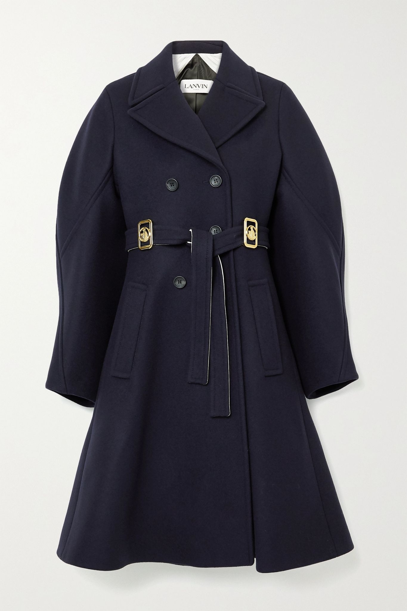 Belted wool coat - 1