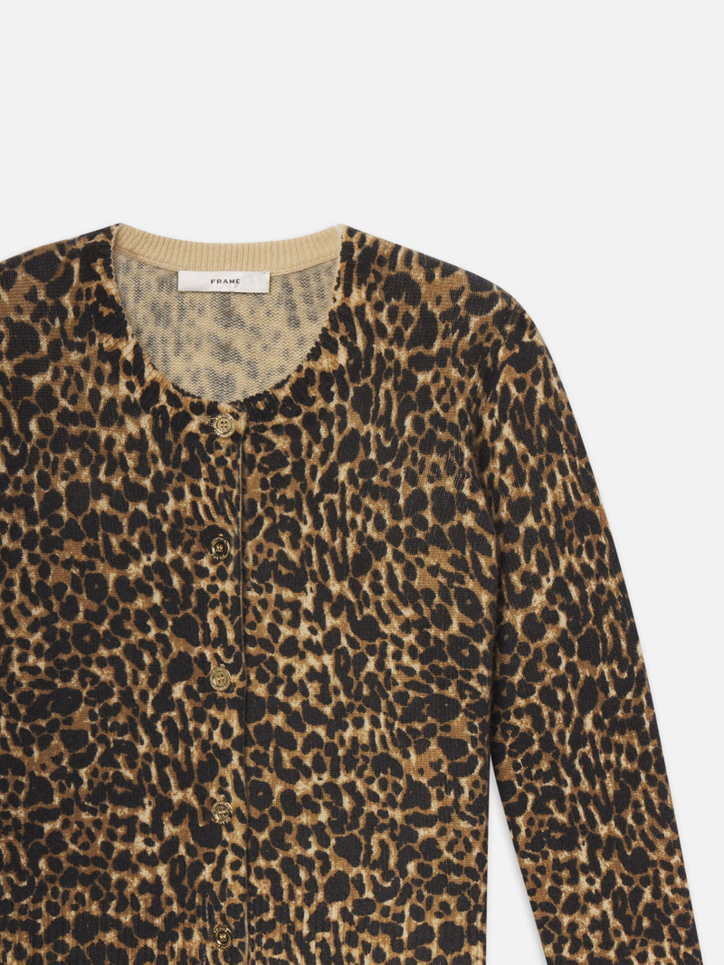 The Leopard Cashmere Cardi in Sand Multi 3