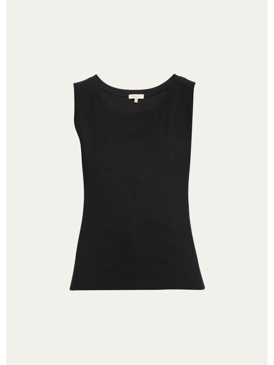 Stretch Cotton Scoop Neck Tank - 1