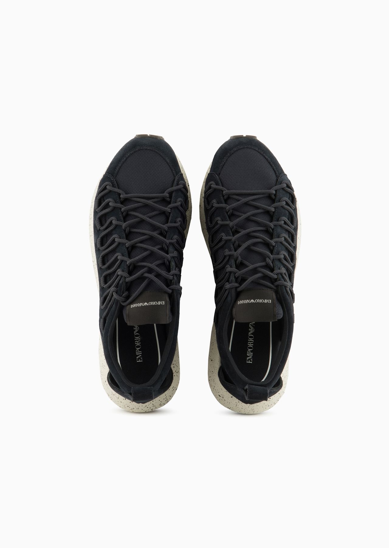 Perforated suede and knit sneakers with hiking laces - 3