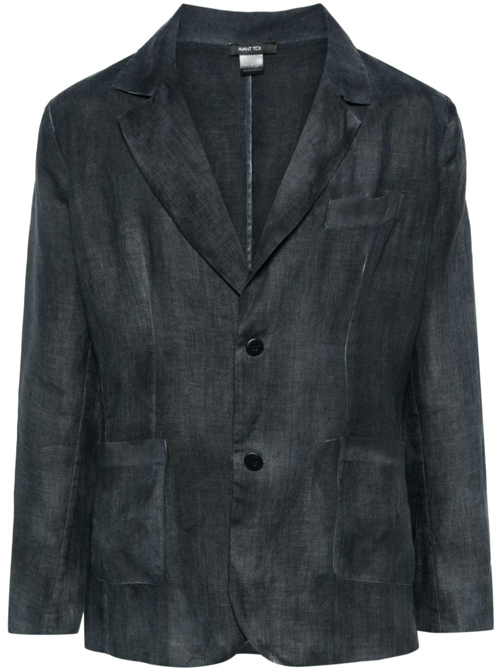 slub-texture hemp blazer - 1