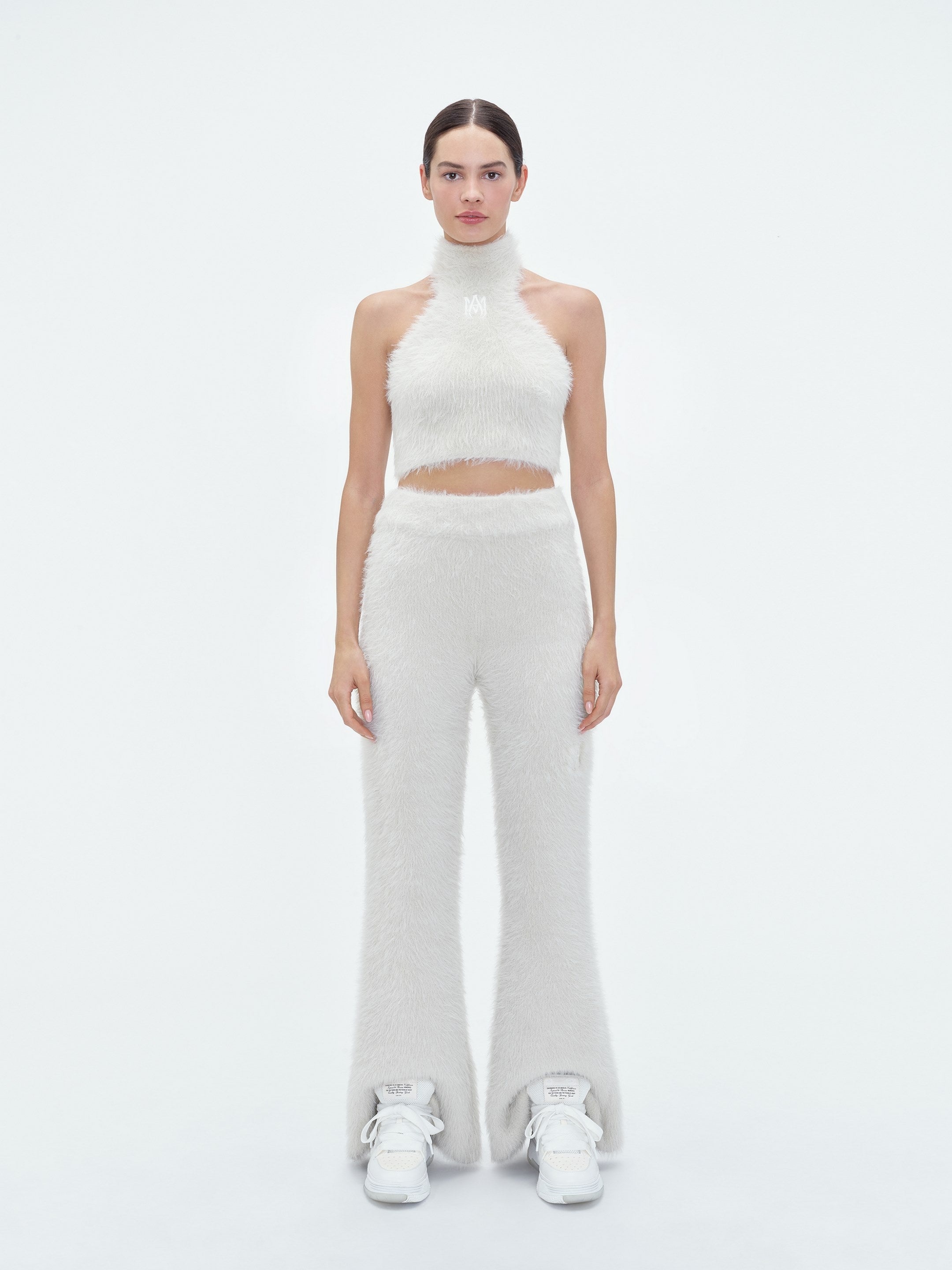 FURRY MOCK NECK HALTER TOP - 2