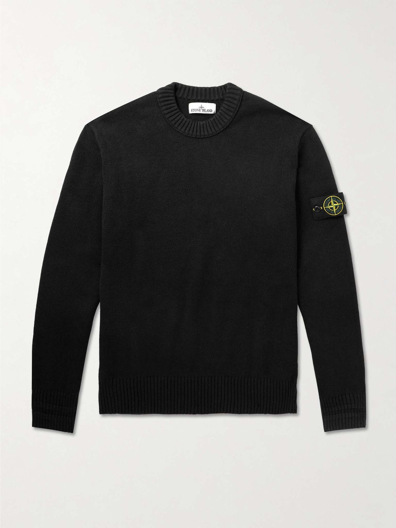 Logo-Appliquéd Cotton-Blend Sweater 1