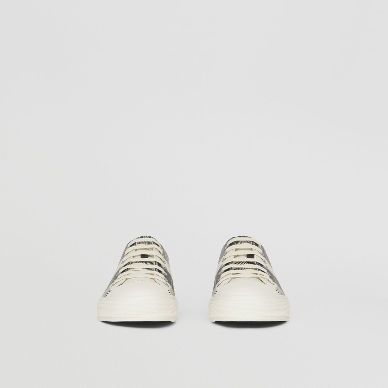 Check Print Leather Sneakers - 4