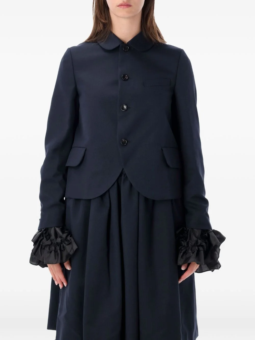 ruffled-cuff peter pan-collar jacket - 1