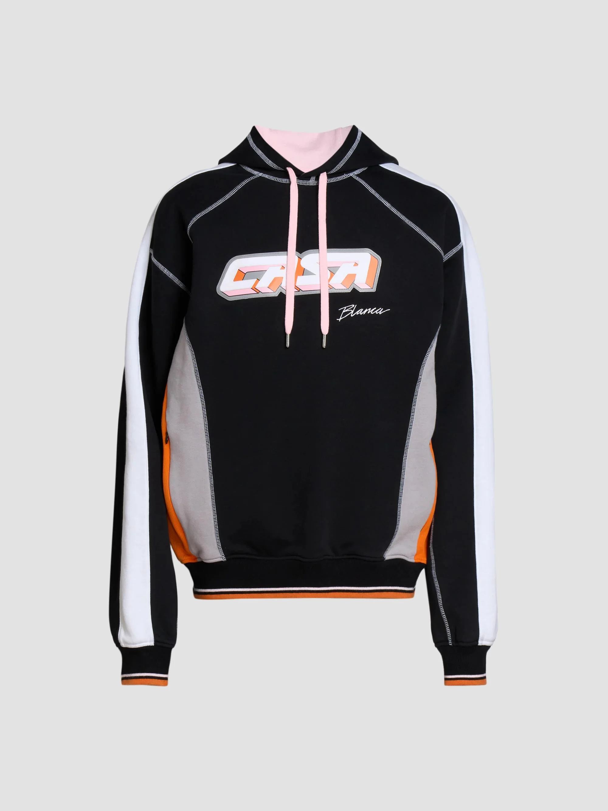Men's Colorblock Cotton Hoodie - Black - 1
