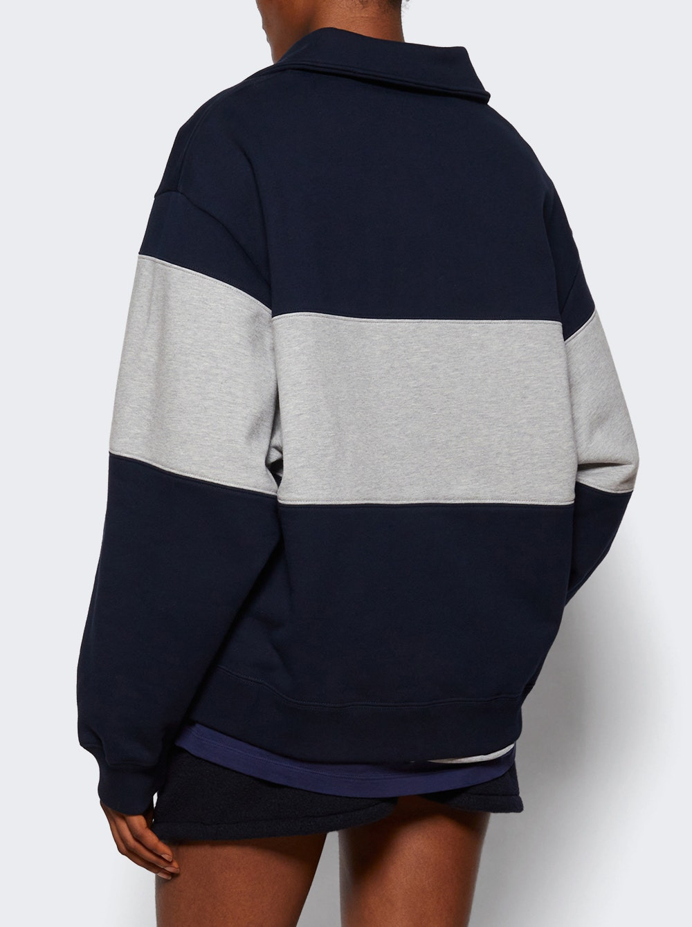 Half Zip Sweatshirt Blu And Grigio - 4