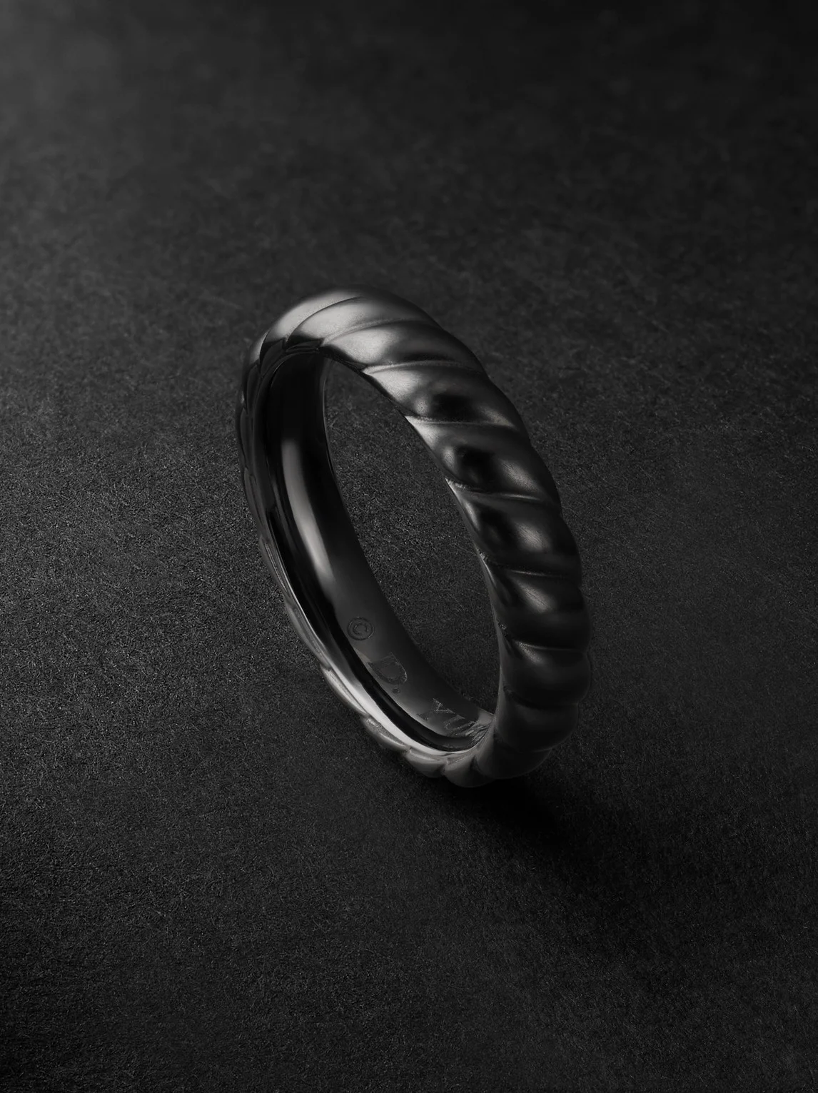 Sculpted Cable Titanium Ring - 1