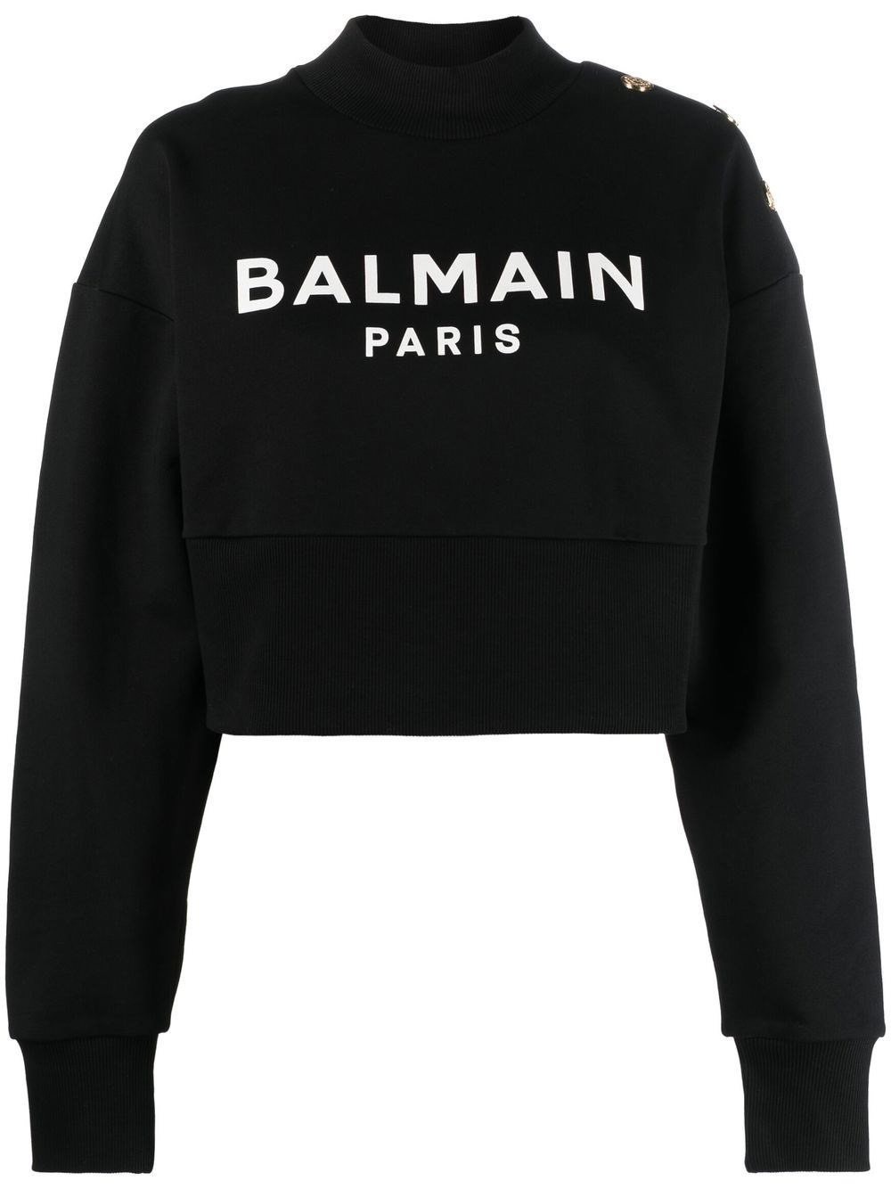 Balmain Paris printed short sweatshirt - 1