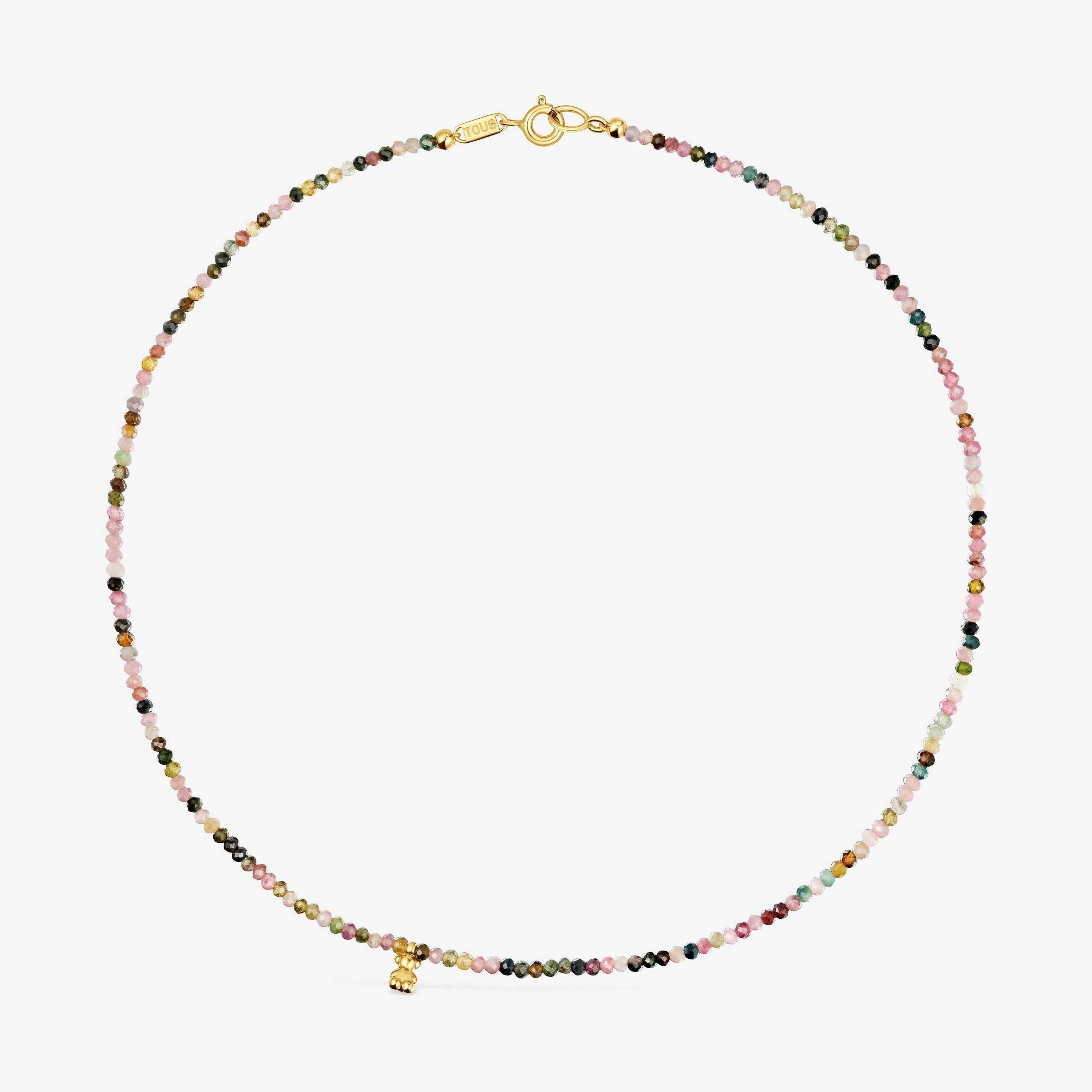 Short 18K gold vermeil Necklace with tourmalines Bold Bear - 1