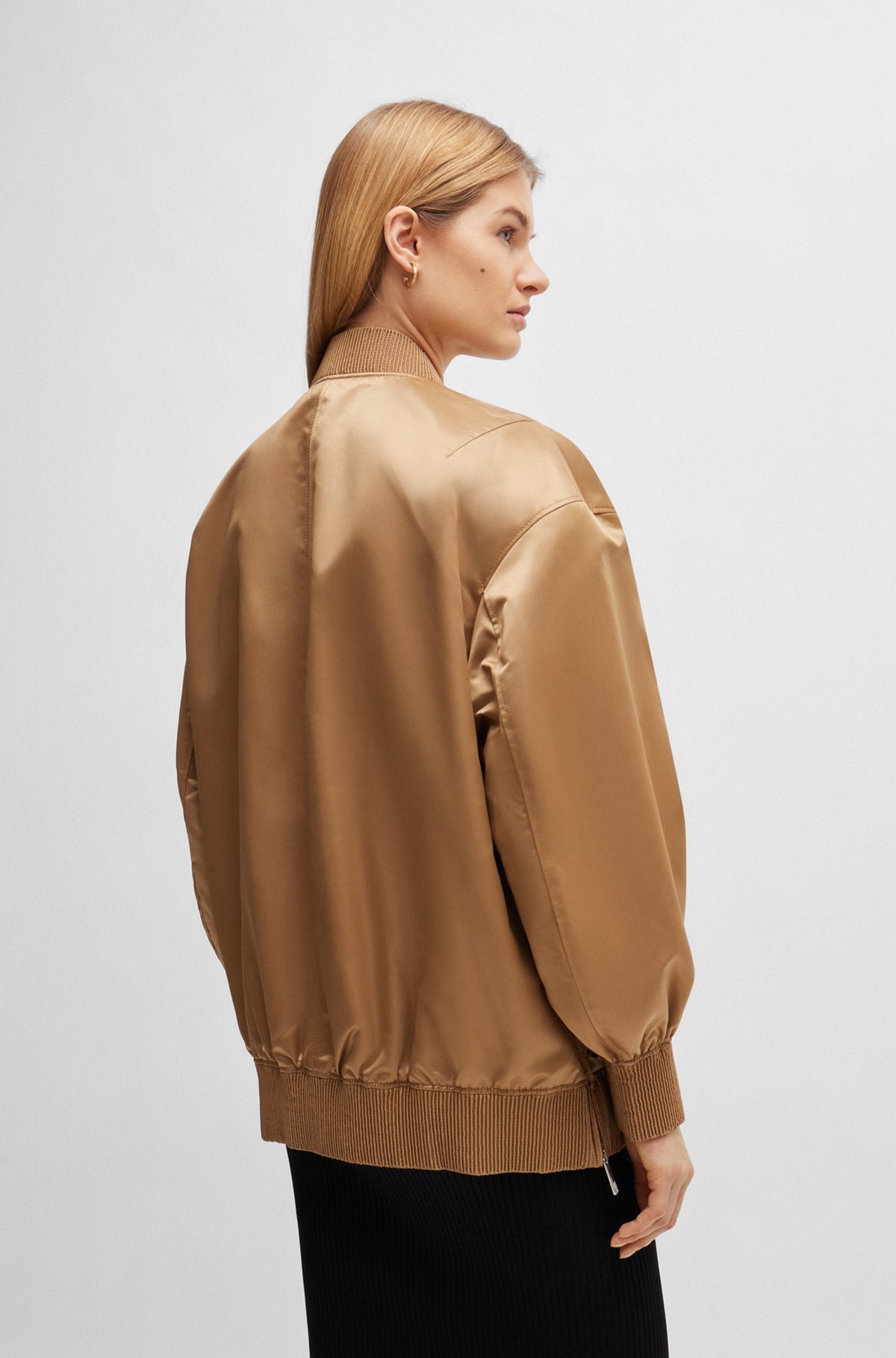 SATEEN BOMBER JACKET WITH DOUBLE MONOGRAM EMBROIDERY - 4