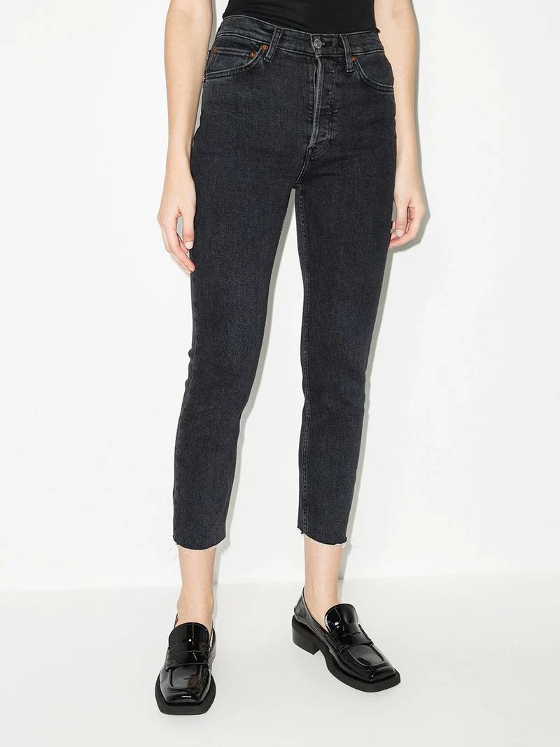 RE/DONE 90s High-Rise Ankle Crop distressed skinny jeans outlook
