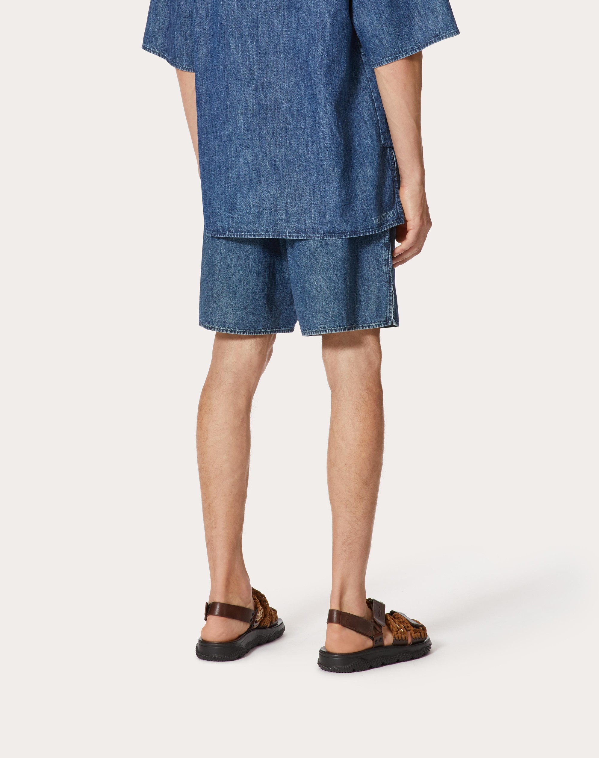 CHAMBRAY DENIM SHORTS - 4