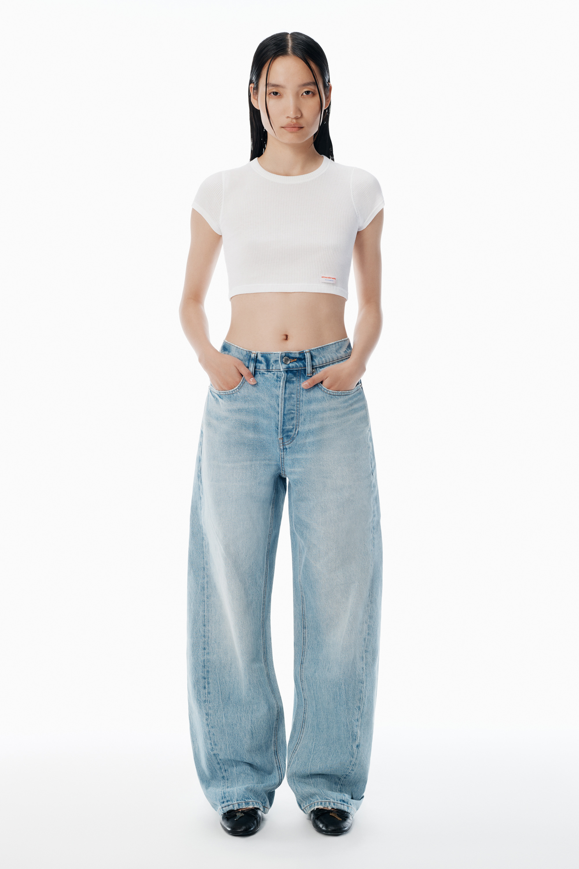 float bleach blue mid-rise jeans - 7