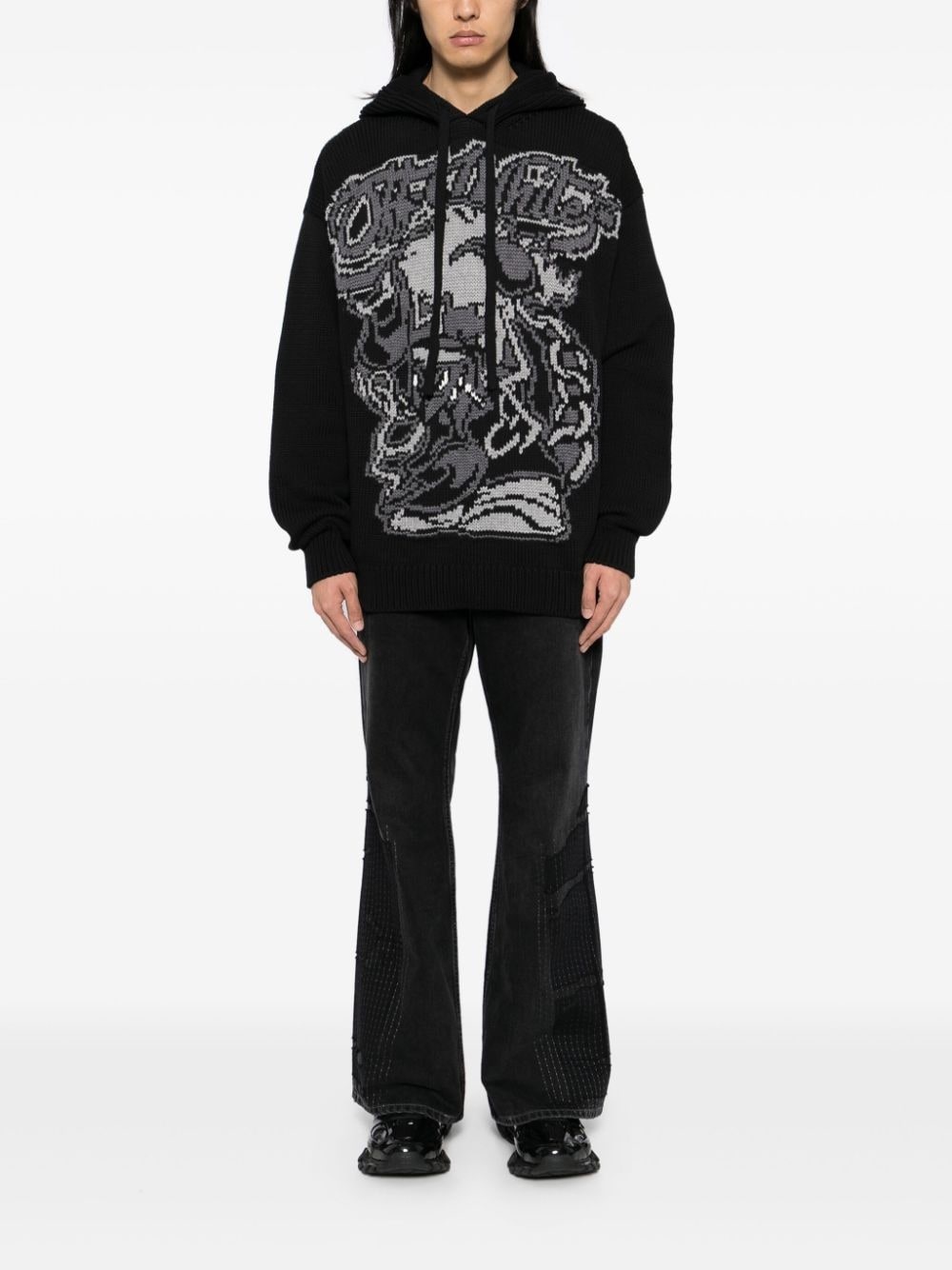 patchwork flared jeans - 2