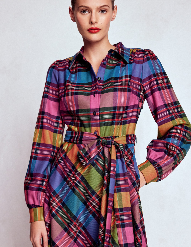 Vivienne Check Midi Dress-Multi, Blanket Check 3