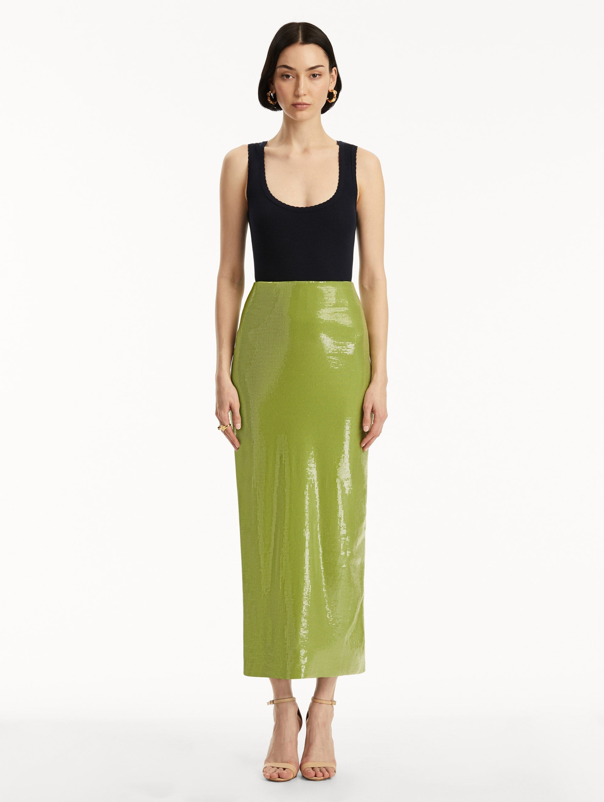 SEQUIN JERSEY PENCIL SKIRT - 2