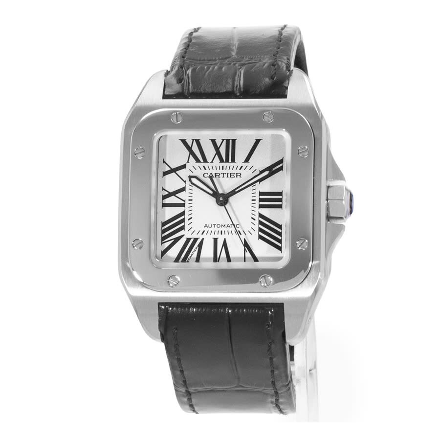 Pre-owned Cartier Santos 100 Automatic Silver Dial Men's Watch W20106X8 - 3