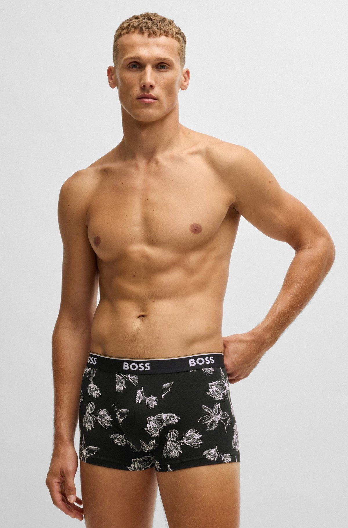 THREE-PACK OF STRETCH-COTTON TRUNKS WITH LOGO WAISTBAND - 6