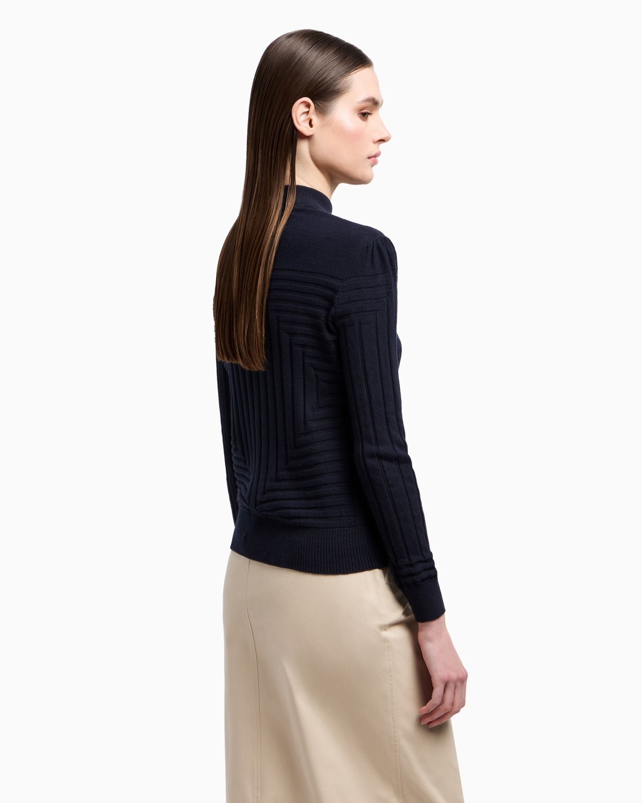 MOCK-NECK JUMPER WITH A RIBBED AND PLAIN-AND-PURL KNIT - 3